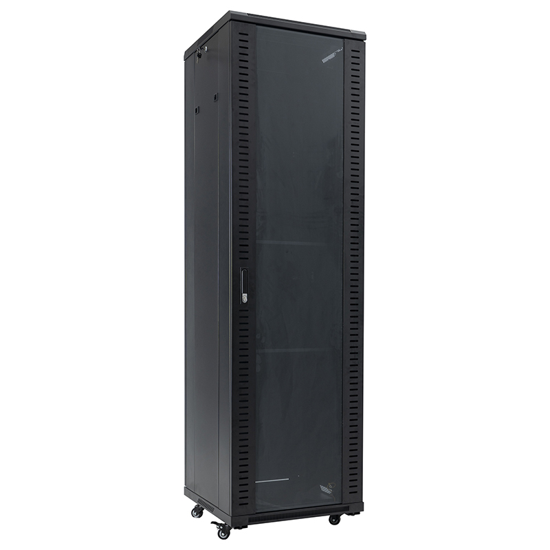 Server rack cabinet front single glass door /back blind single door 18U-42U black