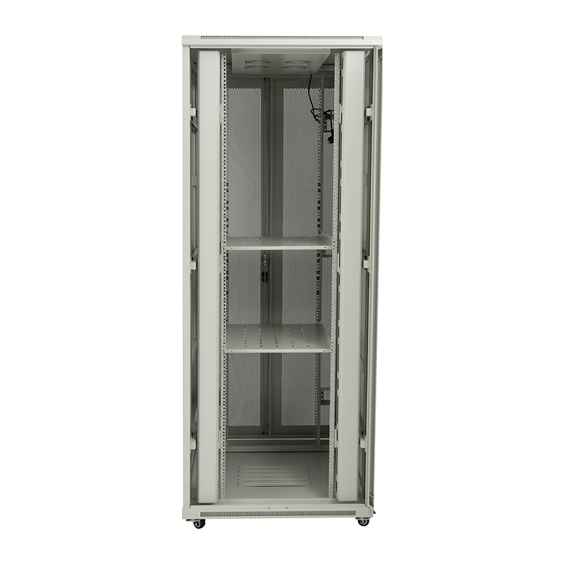 Server rack cabinet front perforated single door/back perforated double door 18U-42U grey