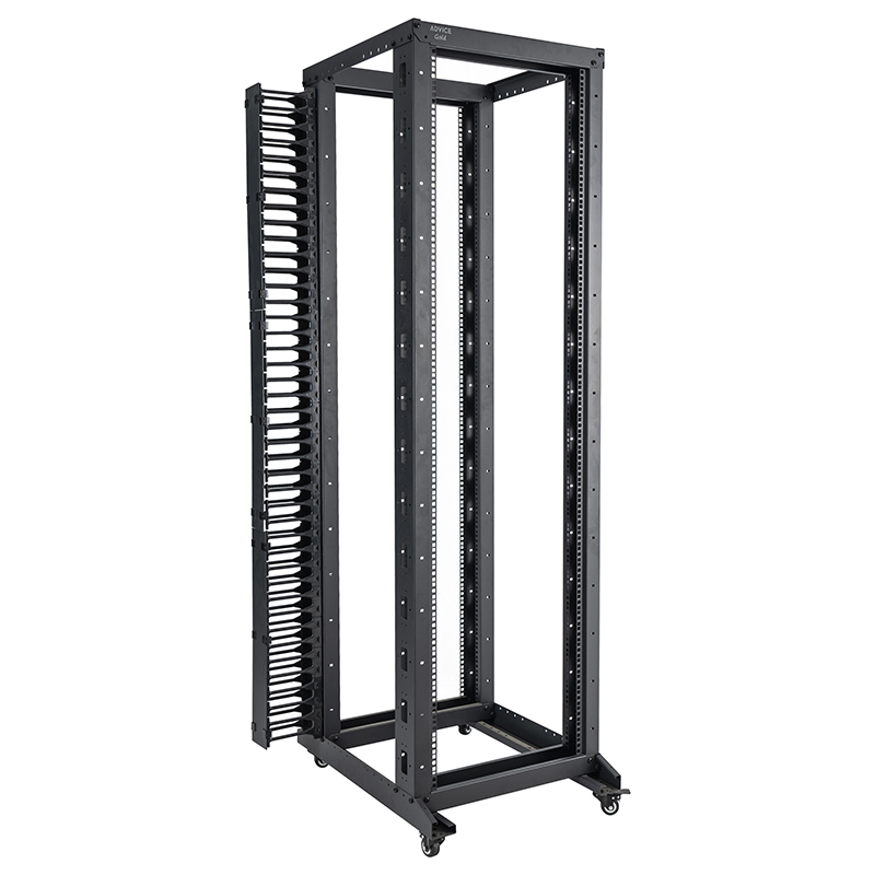 Adjustable 4-Post Open Rack Black 18U-47U